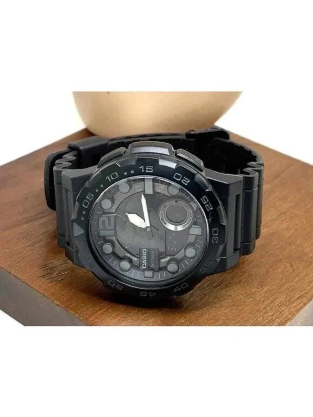 Casio Men's Watch AEQ100 World Time Quartz Analog Digital 46mm Black Resin 5479
